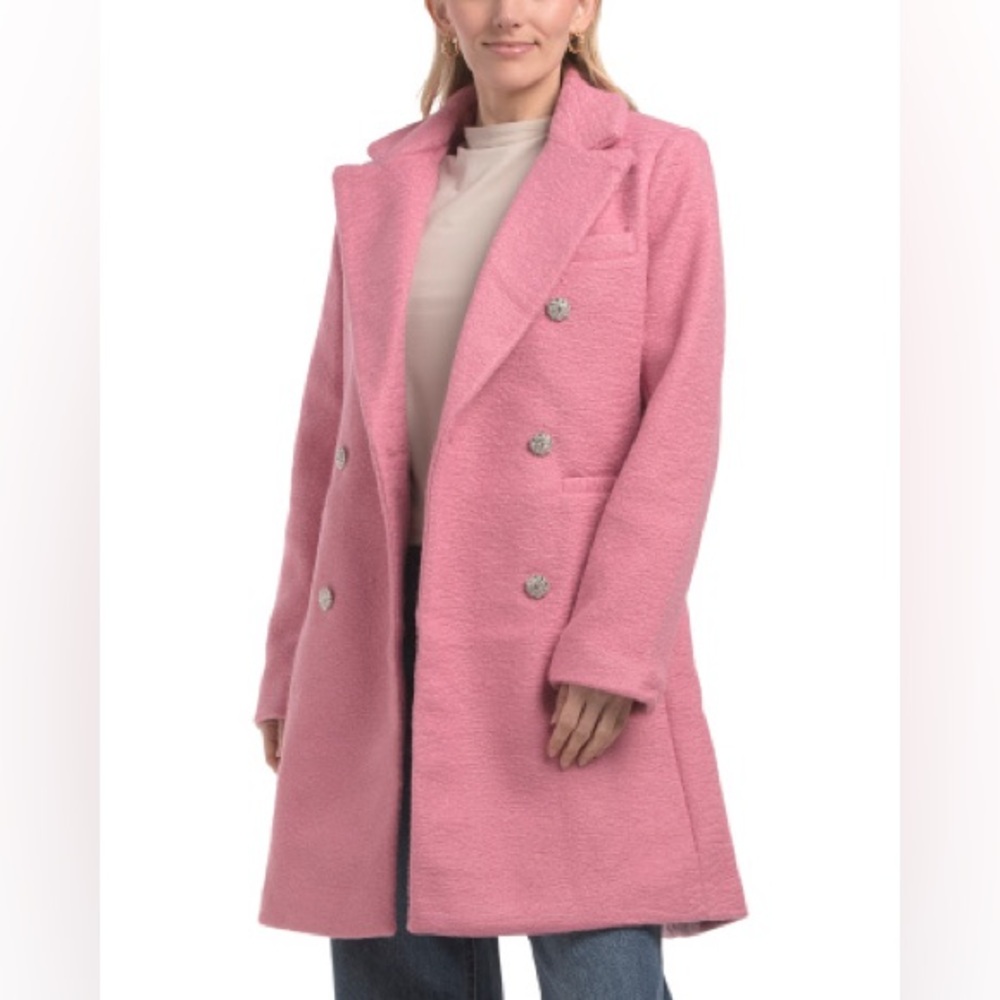NWT M by Milly Double-breasted Boucle Coat With Rhinestone Buttons Medium